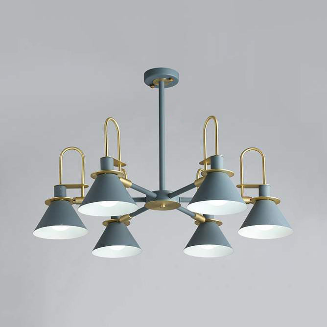 Macaron Loft Funnel Chandelier Metal Undertint Suspension Light for Nursing Room 6 Grey Clearhalo 'Ceiling Lights' 'Chandeliers' Lighting' options 55649_24b7ddc0-0467-4a89-9e20-a82f30bdac04