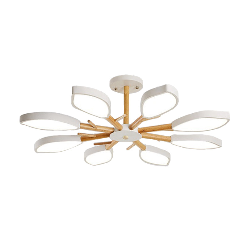 Nordic Style Macaron Style Chandelier Leaf Shade Acrylic Adult Hanging Light for Living Room 8 White Clearhalo 'Ceiling Lights' 'Chandeliers' Lighting' options 55675_bad47619-1501-4d4d-a9dc-181757c423fa