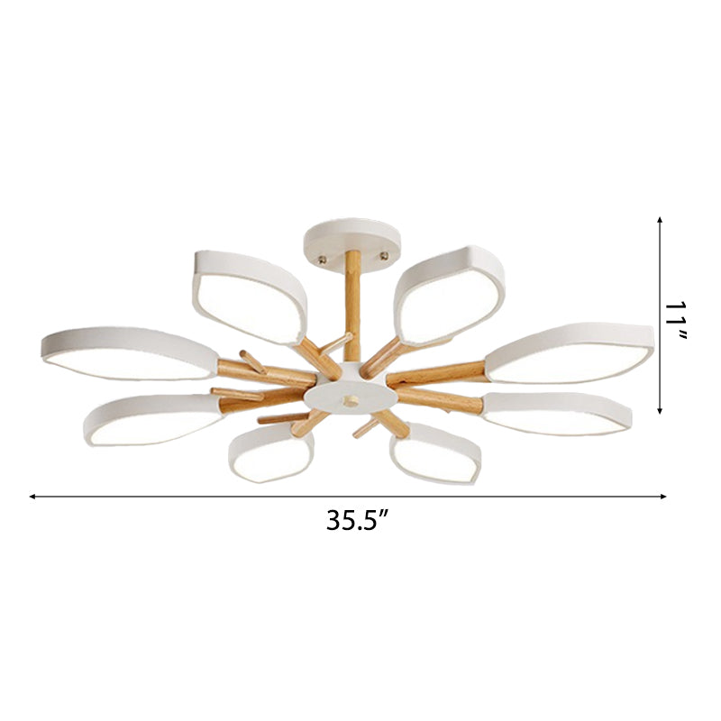 Nordic Style Macaron Style Chandelier Leaf Shade Acrylic Adult Hanging Light for Living Room Clearhalo 'Ceiling Lights' 'Chandeliers' Lighting' options 55676