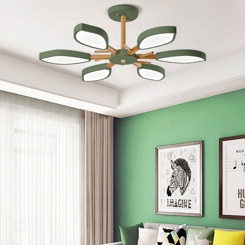 Nordic Style Macaron Style Chandelier Leaf Shade Acrylic Adult Hanging Light for Living Room 6 Green Clearhalo 'Ceiling Lights' 'Chandeliers' Lighting' options 55682_a2bd892f-6532-460b-9904-11a258d1572e