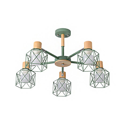 Cage Shade Ceiling Pendant Light Macaron Stylish Metal Hanging Light for Nursing Room Clearhalo 'Ceiling Lights' 'Chandeliers' Lighting' options 55687
