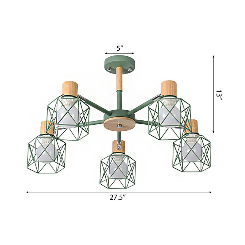 Cage Shade Ceiling Pendant Light Macaron Stylish Metal Hanging Light for Nursing Room Clearhalo 'Ceiling Lights' 'Chandeliers' Lighting' options 55688