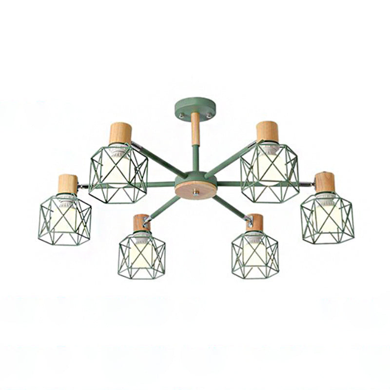 Cage Shade Ceiling Pendant Light Macaron Stylish Metal Hanging Light for Nursing Room Clearhalo 'Ceiling Lights' 'Chandeliers' Lighting' options 55691