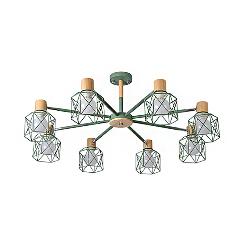 Cage Shade Ceiling Pendant Light Macaron Stylish Metal Hanging Light for Nursing Room Clearhalo 'Ceiling Lights' 'Chandeliers' Lighting' options 55694