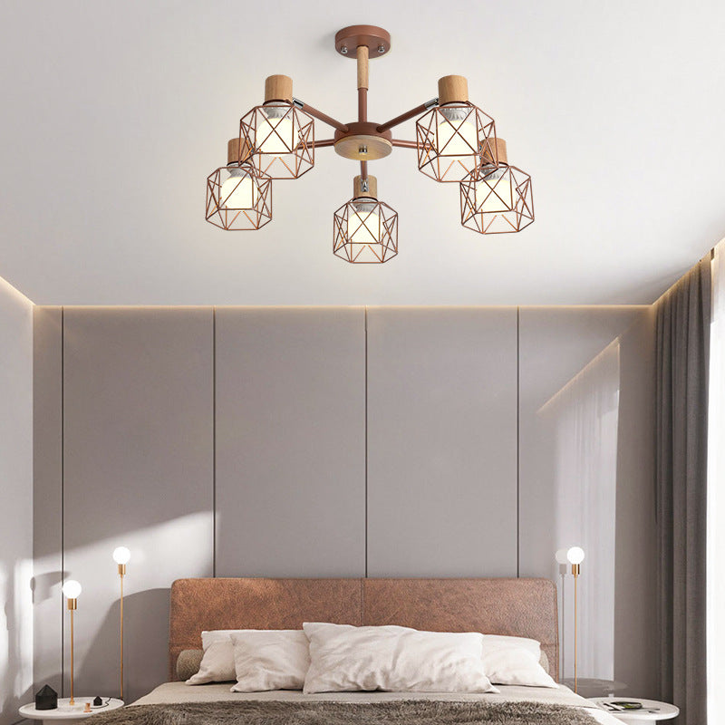 Cage Shade Ceiling Pendant Light Macaron Stylish Metal Hanging Light for Nursing Room Clearhalo 'Ceiling Lights' 'Chandeliers' Lighting' options 55696