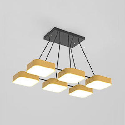 Square Shade Kindergarten Chandelier Acrylic Macaron Style Pendant Light 6 Yellow Clearhalo 'Ceiling Lights' 'Chandeliers' Lighting' options 55751_e0a7e2fe-31bd-4ccd-8936-5c9f0ad11c60