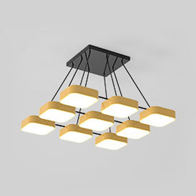 Square Shade Kindergarten Chandelier Acrylic Macaron Style Pendant Light 9 Yellow Clearhalo 'Ceiling Lights' 'Chandeliers' Lighting' options 55752_63c0bf35-5f3d-4aa0-9359-bd7b2adcbd62
