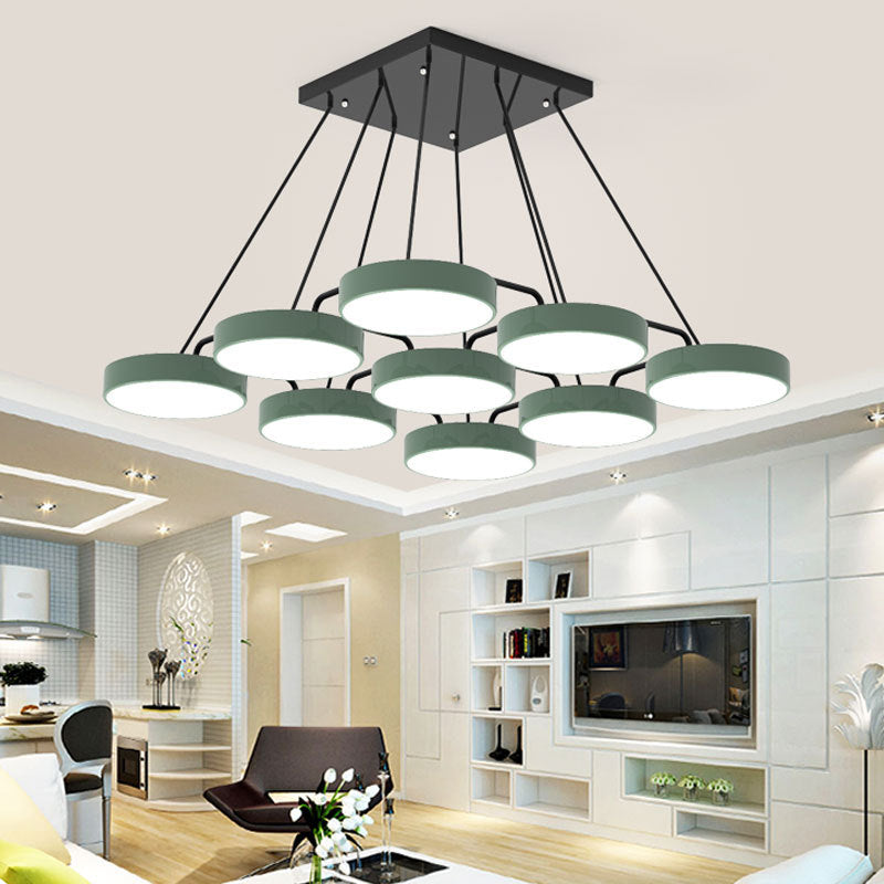 Acrylic Round Shade Chandelier Macaron Stylish Pendant Light for Nursing Room Bedroom Clearhalo 'Ceiling Lights' 'Chandeliers' Lighting' options 55763