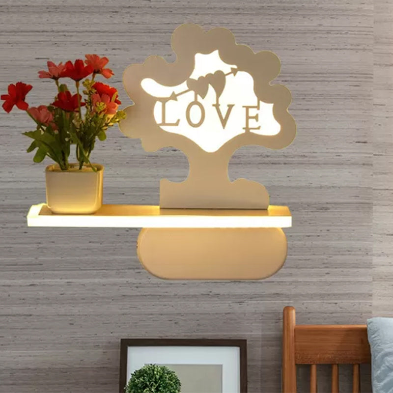 Modern Cute Tree Wall Light with Shelf Acrylic Sconce Light in White for Kids Bedroom Clearhalo 'Wall Lamps & Sconces' 'Wall Lights' Lighting' 559132