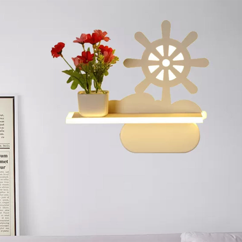 Contemporary White Sconce Light with Shelf Acrylic Wall Lamp for Office Study Room Clearhalo 'Wall Lamps & Sconces' 'Wall Lights' Lighting' 559137