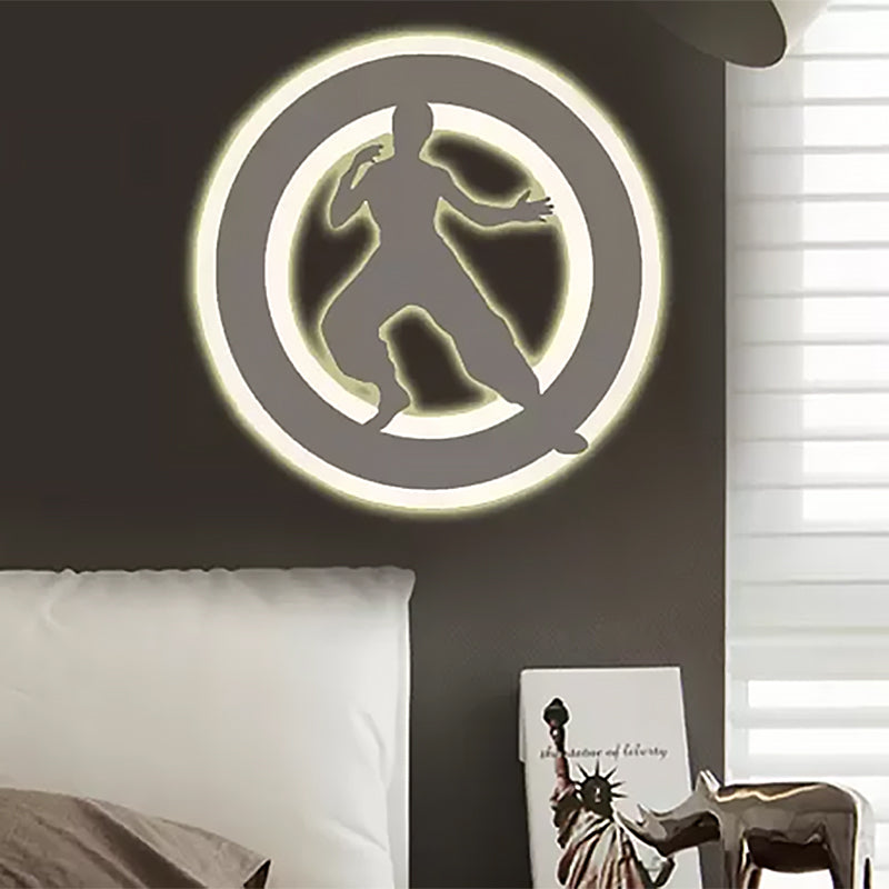 Kung Fu Kids Bedroom Wall Light Acrylic Sport Style Wall Lamp in White Finish Clearhalo 'Wall Lamps & Sconces' 'Wall Lights' Lighting' 559138