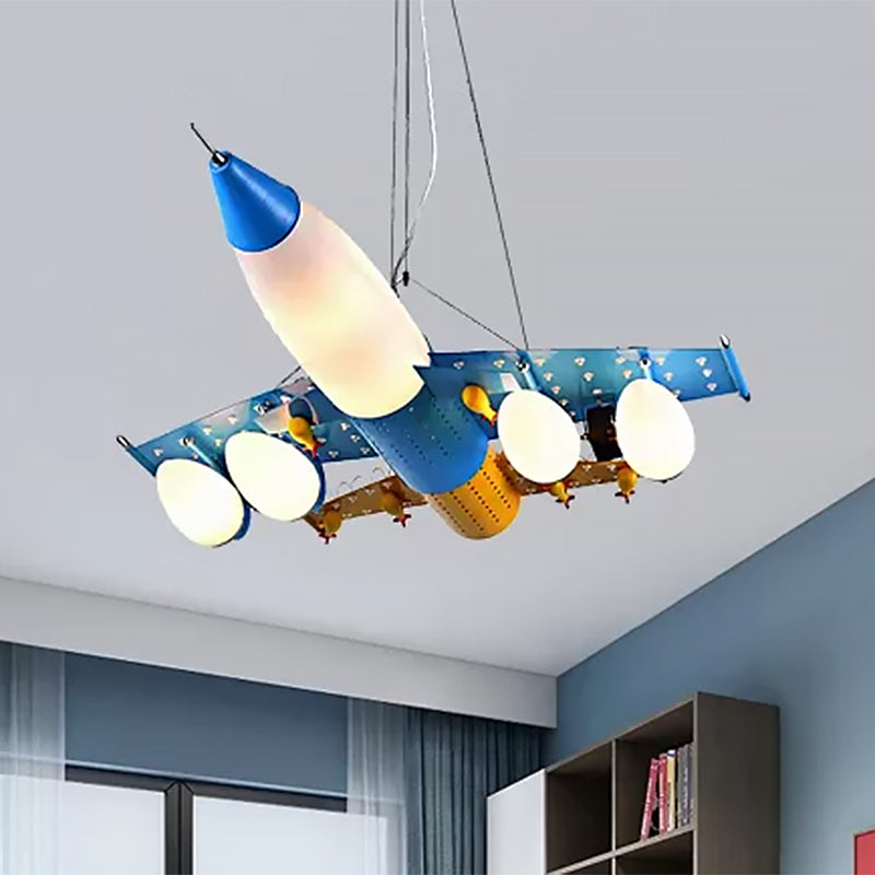 Modern Cool Fighter Airplane Pendant Light Metal Blue Chandelier for Study Room Kindergarten Clearhalo 'Ceiling Lights' 'Chandeliers' Lighting' options 559150