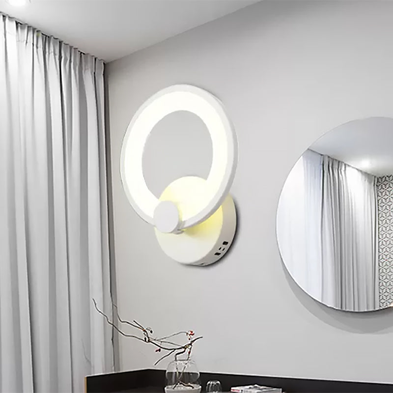 Nordic Style White Wall Light with Ring Acrylic LED Wall Sconce for Bathroom Hallway Clearhalo 'Wall Lamps & Sconces' 'Wall Lights' Lighting' 559160