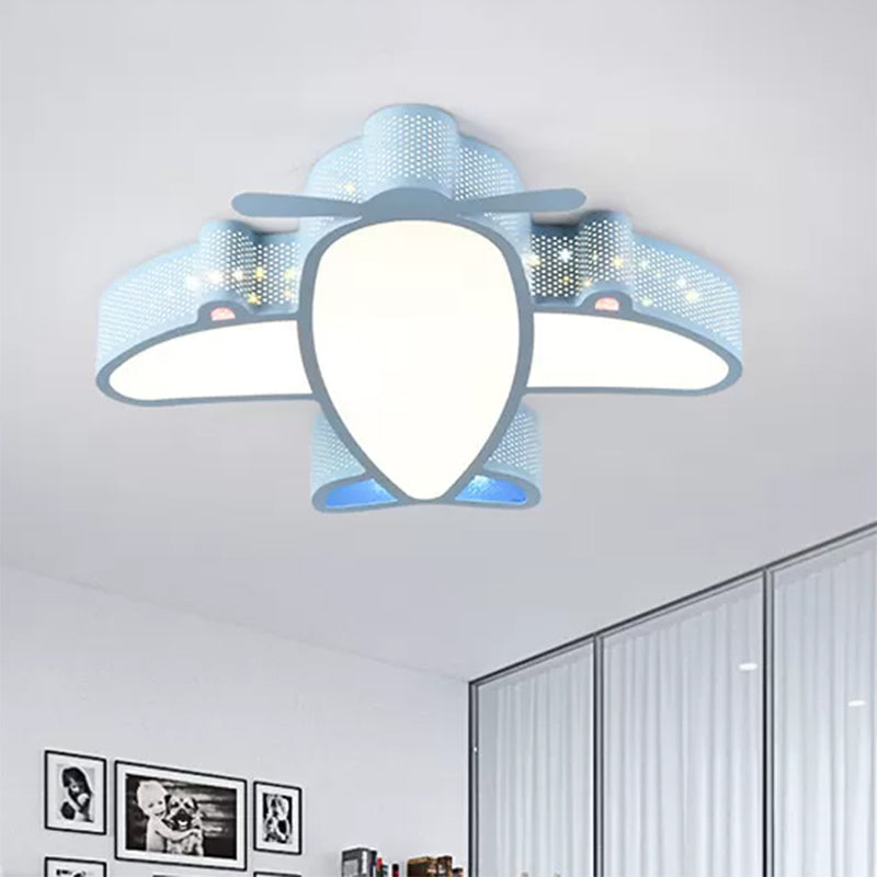 Acrylic and Metal Plane Flush Mount Light Boys Bedroom Cartoon Eye-Caring LED Ceiling Lamp Clearhalo 'Ceiling Lights' 'Close To Ceiling Lights' 'Close to ceiling' 'Flush mount' Lighting' 559184