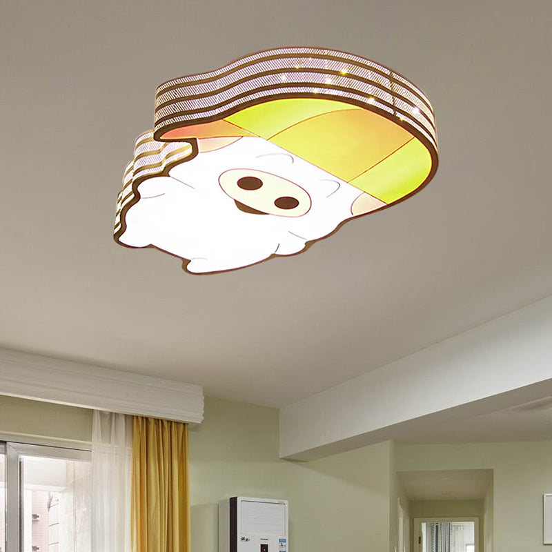 Cartoon Lovely Flush Mount Light Acrylic Metal White LED Ceiling Lamp for Game Room Kid Bedroom Clearhalo 'Ceiling Lights' 'Close To Ceiling Lights' 'Close to ceiling' 'Flush mount' Lighting' 559187