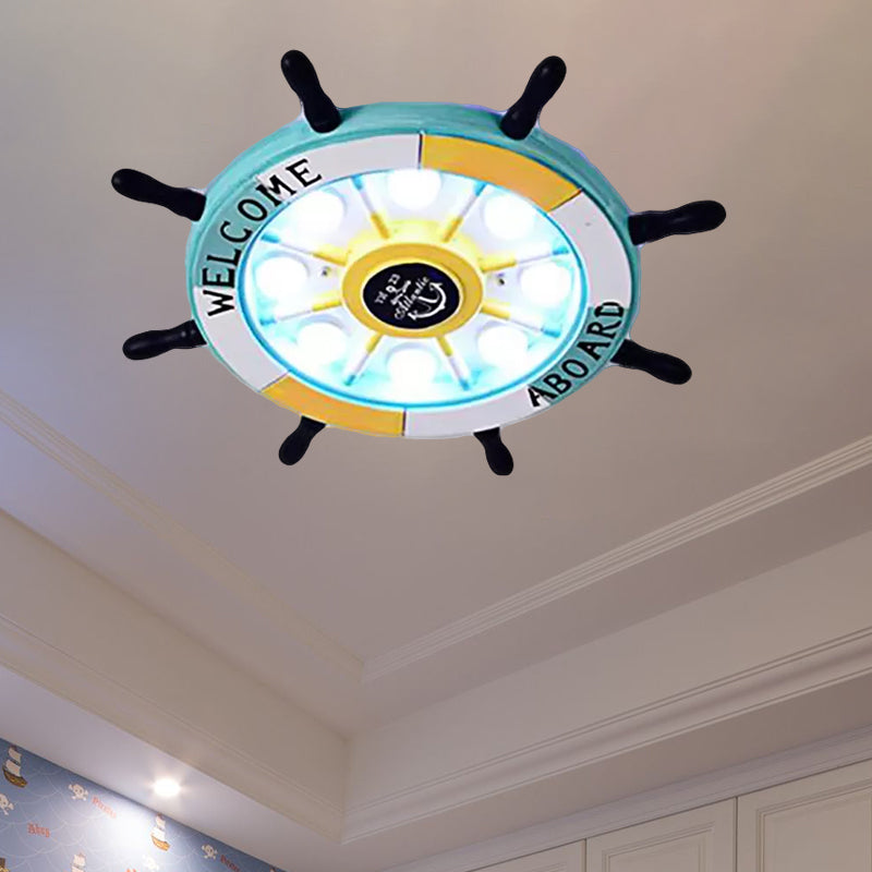 Rudder Shape Flush Mount Light 8 Lights Nautical Stylish Metal Ceiling Lamp for Nursing Room Clearhalo 'Ceiling Lights' 'Close To Ceiling Lights' 'Close to ceiling' 'Flush mount' Lighting' 559211