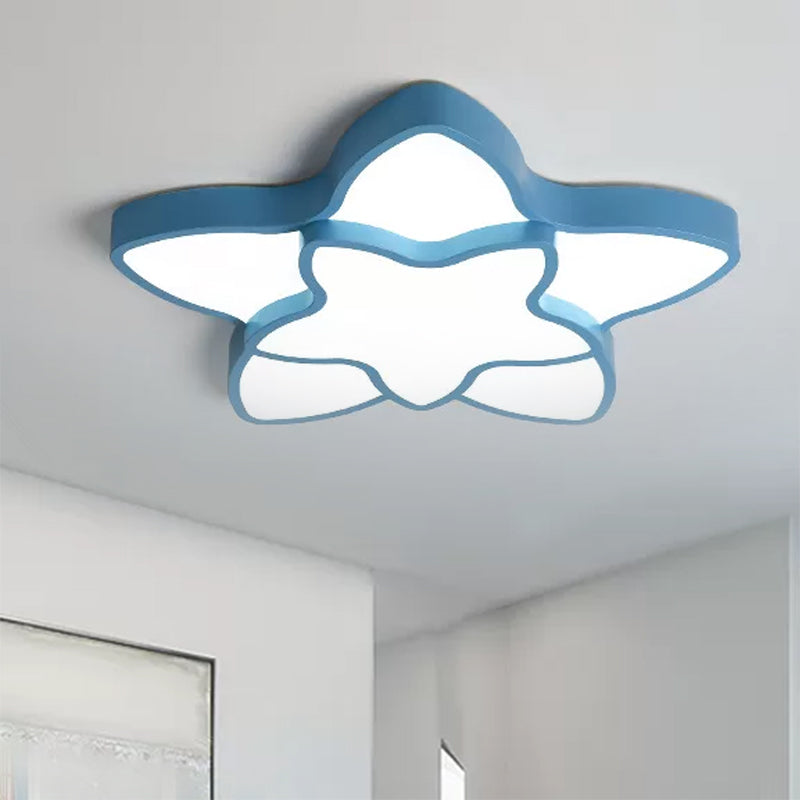 Cartoon Undertint LED Flush Mount Light 2-Star Acrylic Ceiling Lamp for Corridor Kid Bedroom Clearhalo 'Ceiling Lights' 'Close To Ceiling Lights' 'Close to ceiling' 'Flush mount' Lighting' 559219