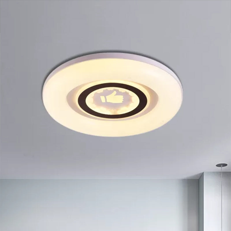 White Circle Flush Ceiling Light Modern Acrylic Metal LED Ceiling Lamp for Corridor Adult Bedroom Clearhalo 'Ceiling Lights' 'Close To Ceiling Lights' 'Close to ceiling' 'Flush mount' Lighting' 559237