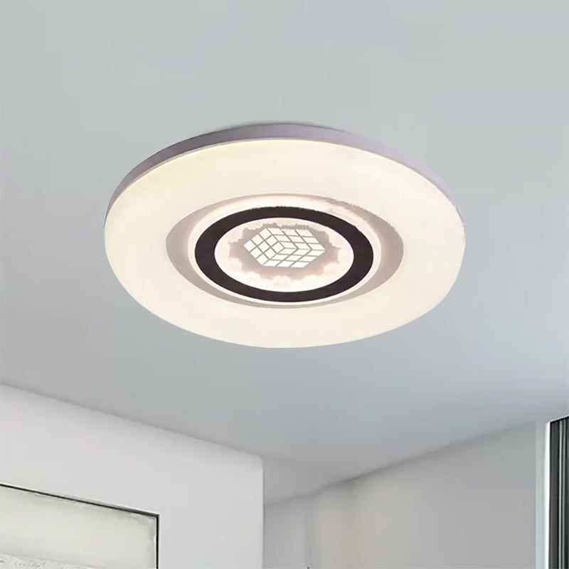 White Circle Flush Ceiling Light Modern Acrylic Metal LED Ceiling Lamp for Corridor Adult Bedroom Clearhalo 'Ceiling Lights' 'Close To Ceiling Lights' 'Close to ceiling' 'Flush mount' Lighting' 559239