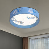 Blue Round Flush Mount Ceiling Light with Plane Cartoon Acrylic Ceiling Light Fixture for Bedroom Clearhalo 'Ceiling Lights' 'Close To Ceiling Lights' 'Close to ceiling' 'Flush mount' Lighting' 559241