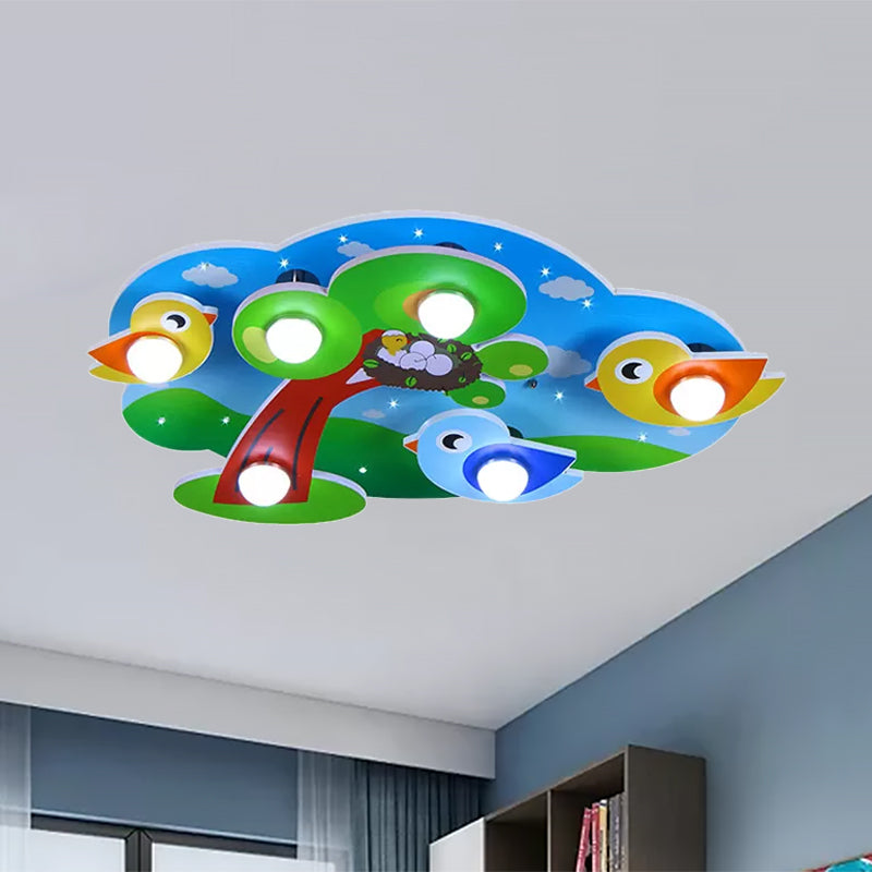 Multi-Color Tree Ceiling Light 6 Lights Contemporary Wood Flush Mount Light for Living Room Clearhalo 'Ceiling Lights' 'Close To Ceiling Lights' 'Close to ceiling' 'Flush mount' Lighting' 559250