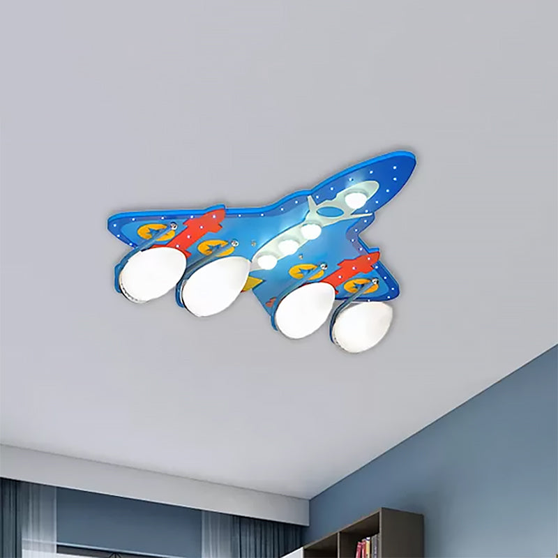 Cartoon Flush Mount Ceiling Light Airplane 4 Bulbs Metal Ceiling Light Fixture for Bedroom Clearhalo 'Ceiling Lights' 'Close To Ceiling Lights' 'Close to ceiling' 'Flush mount' Lighting' 559260