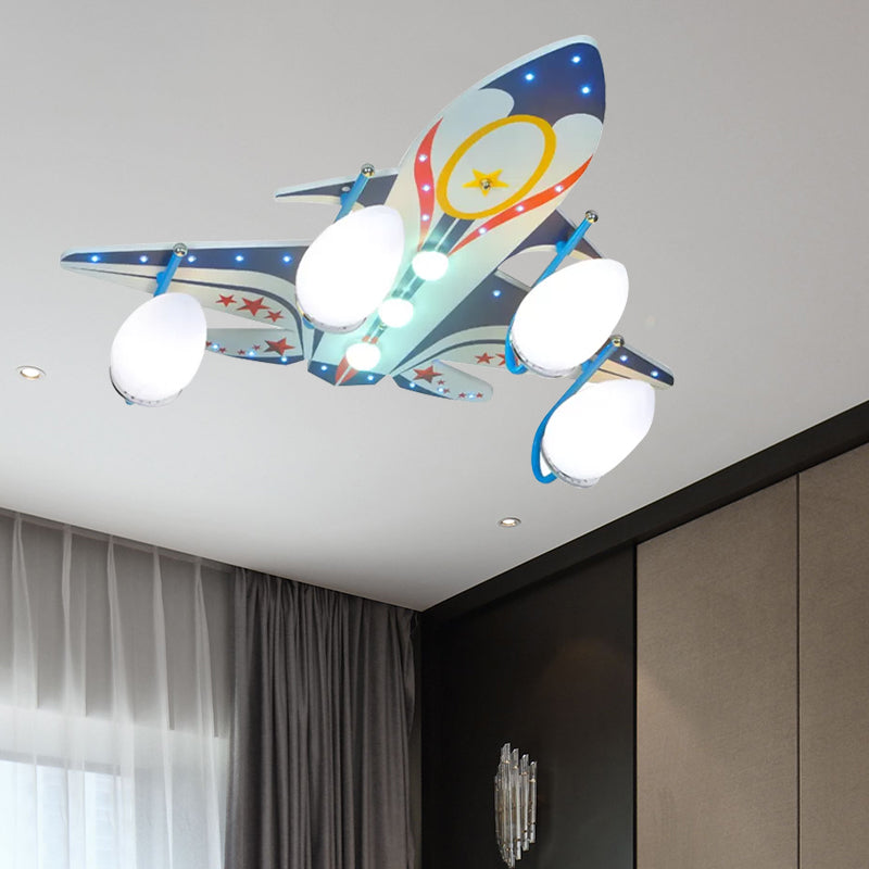 Cartoon Flush Mount Ceiling Light Airplane 4 Bulbs Metal Ceiling Light Fixture for Bedroom Clearhalo 'Ceiling Lights' 'Close To Ceiling Lights' 'Close to ceiling' 'Flush mount' Lighting' 559261