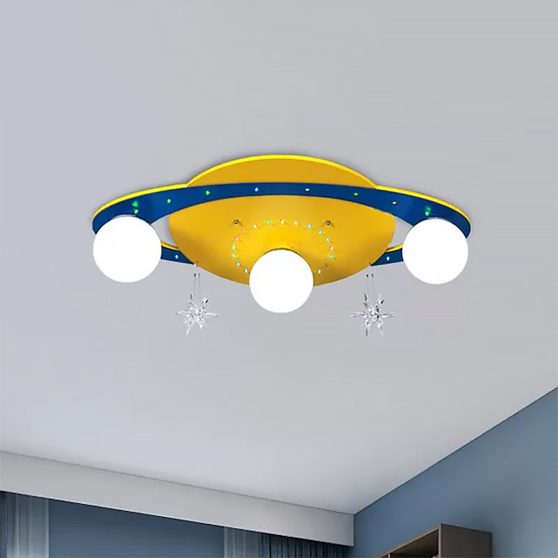 Living Room UFO Flush Mount Ceiling Light Metal Designer Ceiling Light in Yellow Clearhalo 'Ceiling Lights' 'Close To Ceiling Lights' 'Close to ceiling' 'Flush mount' Lighting' 559263