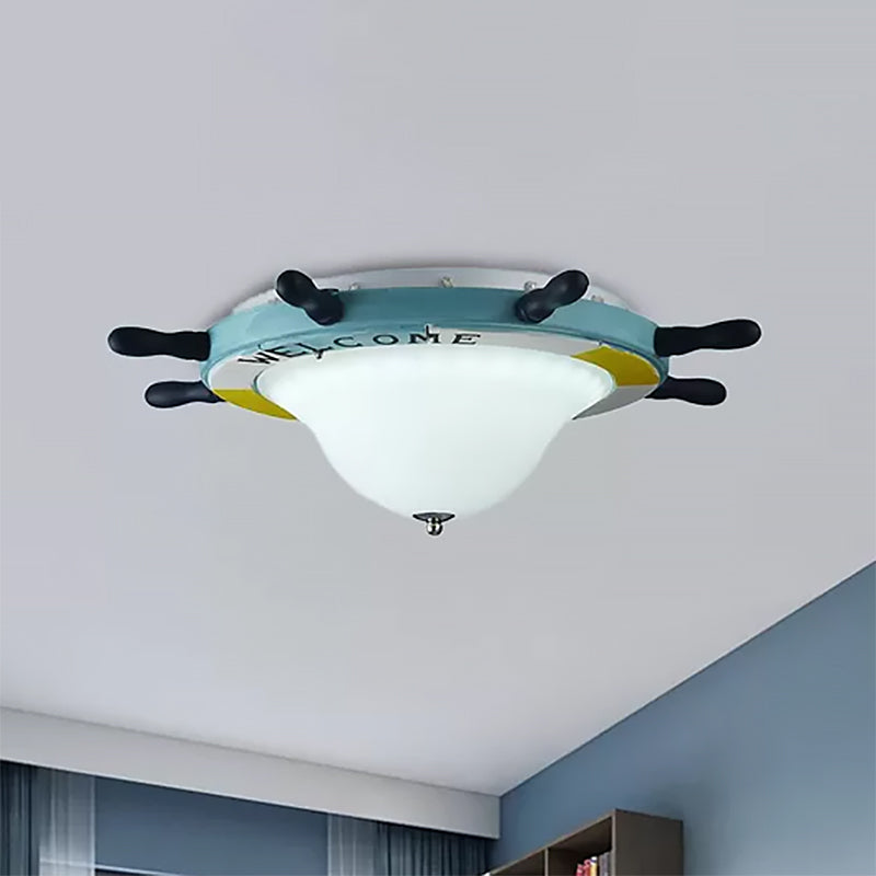 Steering Wheel Living Room Flush Ceiling Light Metal Seaside Ceiling Light in White Clearhalo 'Ceiling Lights' 'Close To Ceiling Lights' 'Close to ceiling' 'Flush mount' Lighting' 559267