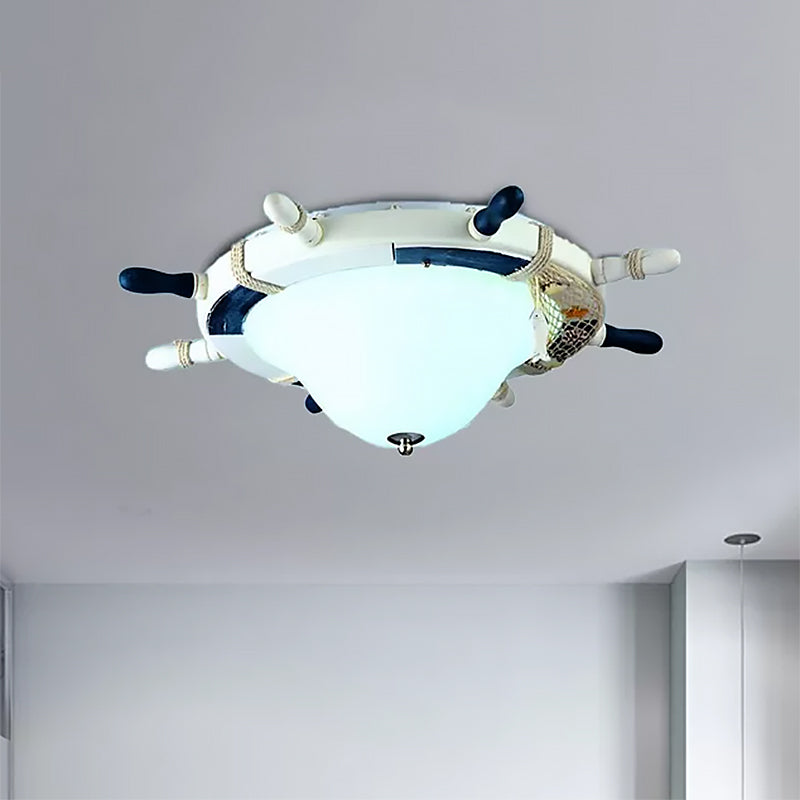 Steering Wheel Living Room Flush Ceiling Light Metal Seaside Ceiling Light in White Clearhalo 'Ceiling Lights' 'Close To Ceiling Lights' 'Close to ceiling' 'Flush mount' Lighting' 559268