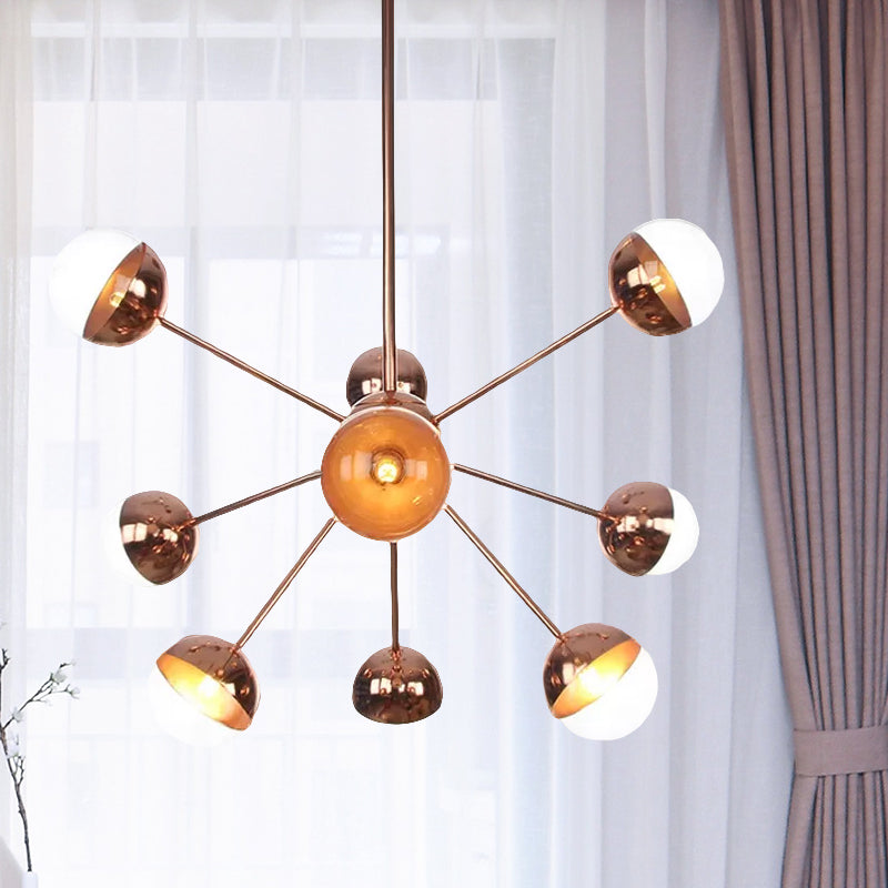 Globe Dining Room Semi Flush Mount White/Clear/Smoke Grey Glass 9/12/15 Lights Contemporary Semi Flush Light in Copper/Chrome/Gold 12 Copper Clear Clearhalo 'Ceiling Lights' 'Close To Ceiling Lights' 'Close to ceiling' 'Glass shade' 'Glass' 'Semi-flushmount' Lighting' 559322