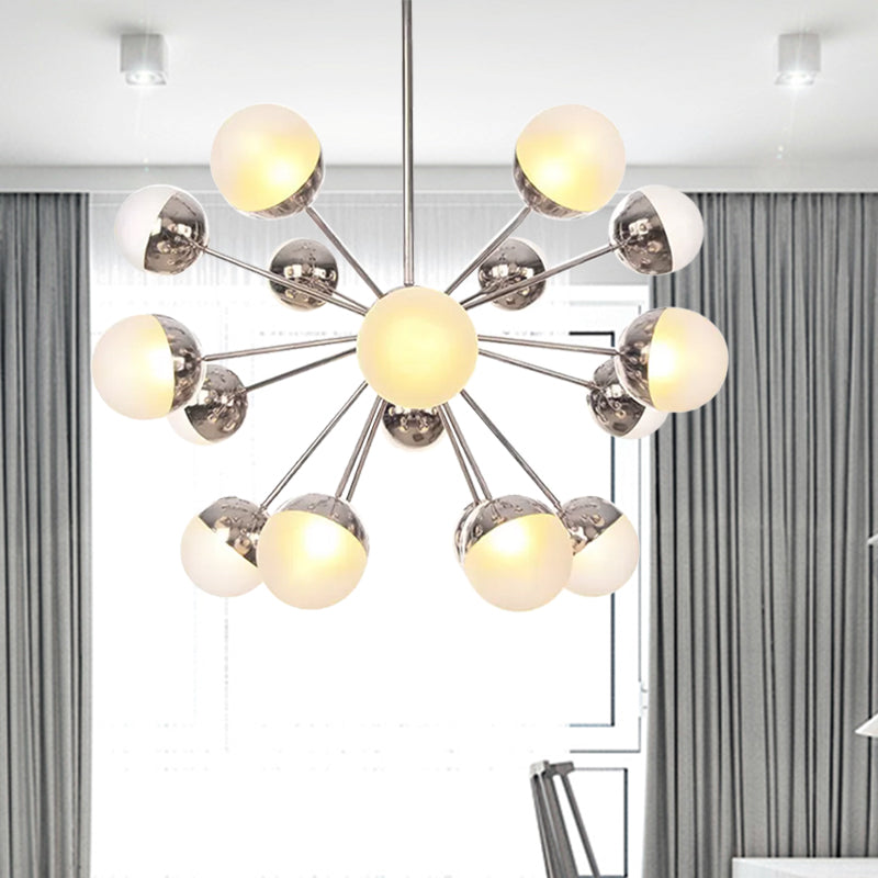 Globe Dining Room Semi Flush Mount White/Clear/Smoke Grey Glass 9/12/15 Lights Contemporary Semi Flush Light in Copper/Chrome/Gold 18 Chrome White Clearhalo 'Ceiling Lights' 'Close To Ceiling Lights' 'Close to ceiling' 'Glass shade' 'Glass' 'Semi-flushmount' Lighting' 559378