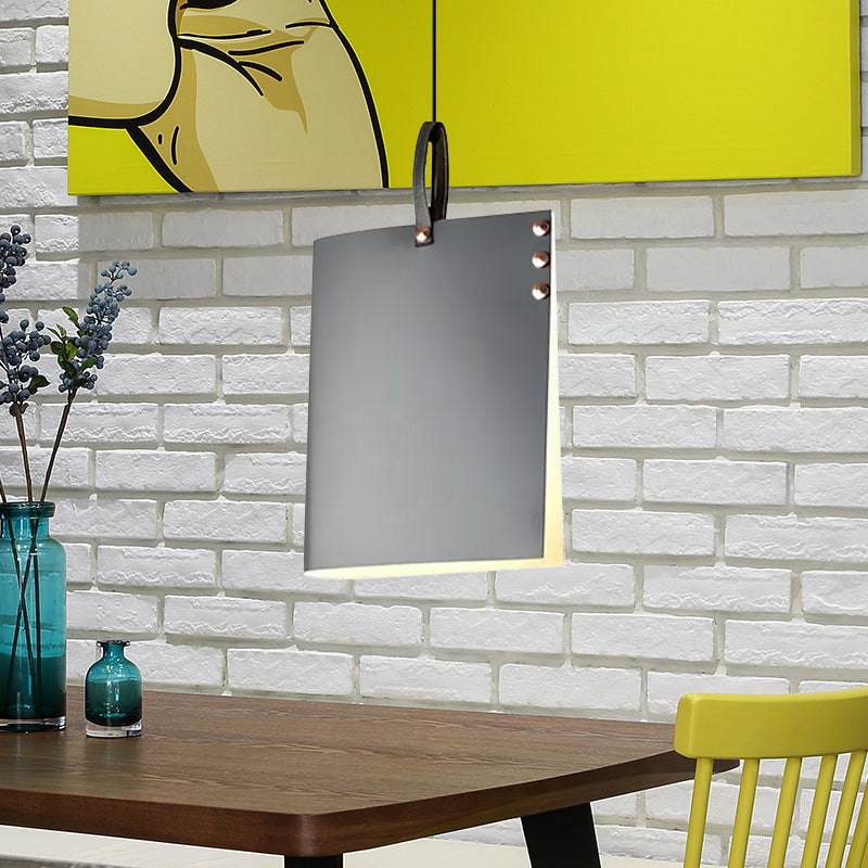 Modern 1 Head Hanging Light Grey Rectanguler Suspended Lighting Fixture with Metal Shade Clearhalo 'Ceiling Lights' 'Modern Pendants' 'Modern' 'Pendant Lights' 'Pendants' Lighting' 559419