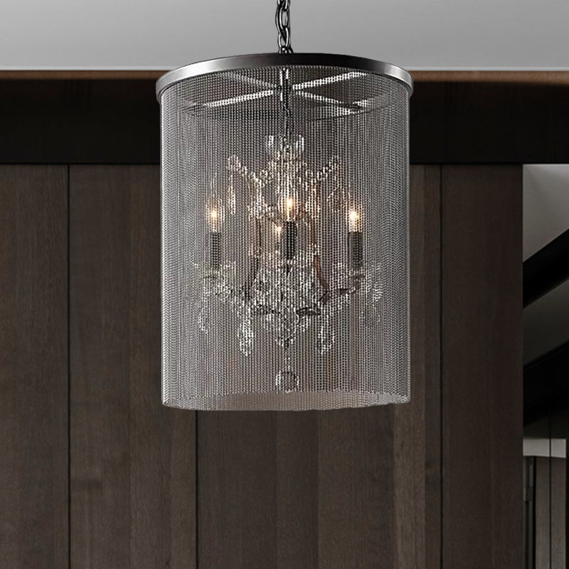 Crystal Black Hanging Chandelier Round 4 Lights Rustic Pendant Lamp for Dining Room Clearhalo 'Ceiling Lights' 'Chandeliers' Lighting' options 559460