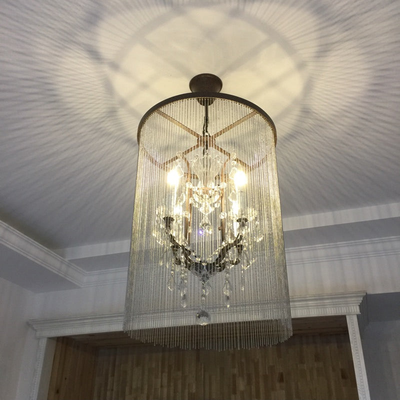 Crystal Black Hanging Chandelier Round 4 Lights Rustic Pendant Lamp for Dining Room Clearhalo 'Ceiling Lights' 'Chandeliers' Lighting' options 559461