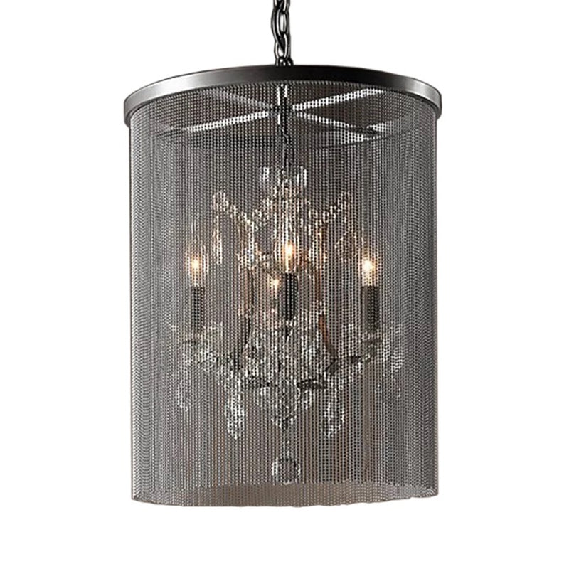 Crystal Black Hanging Chandelier Round 4 Lights Rustic Pendant Lamp for Dining Room Clearhalo 'Ceiling Lights' 'Chandeliers' Lighting' options 559462