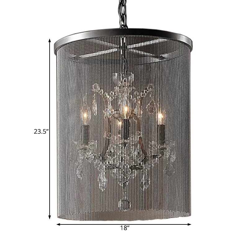 Crystal Black Hanging Chandelier Round 4 Lights Rustic Pendant Lamp for Dining Room Clearhalo 'Ceiling Lights' 'Chandeliers' Lighting' options 559463