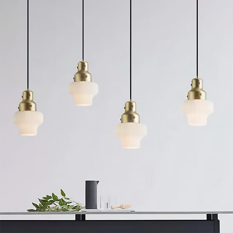 White Glass Jar Hanging Light Modernist 1 Head Pendant Lighting Fixture in Gold for Bedroom Clearhalo 'Ceiling Lights' 'Close To Ceiling Lights' 'Glass shade' 'Glass' 'Modern Pendants' 'Modern' 'Pendant Lights' 'Pendants' Lighting' 559479