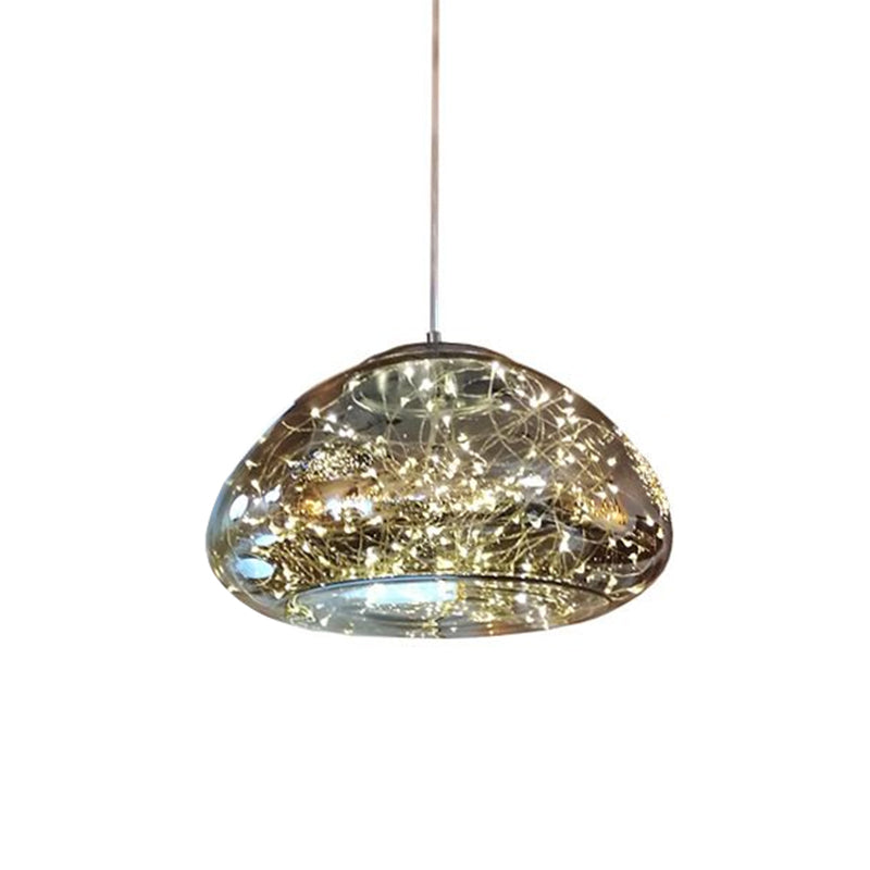 Modern Mushroom Hanging Lighting Smoke Gray Glass 1 Bulb Bedroom Ceiling Pendant Light Clearhalo 'Ceiling Lights' 'Glass shade' 'Glass' 'Modern Pendants' 'Modern' 'Pendant Lights' 'Pendants' Lighting' 559492