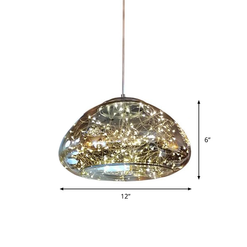 Modern Mushroom Hanging Lighting Smoke Gray Glass 1 Bulb Bedroom Ceiling Pendant Light Clearhalo 'Ceiling Lights' 'Glass shade' 'Glass' 'Modern Pendants' 'Modern' 'Pendant Lights' 'Pendants' Lighting' 559493