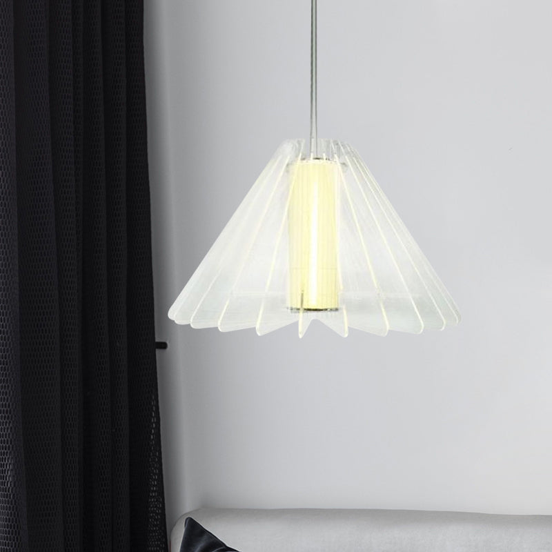 Wide Flare Pendant Lighting Modernist Clear Glass 1 Head Dining Room Ceiling Hanging Light Clear A Clearhalo 'Ceiling Lights' 'Glass shade' 'Glass' 'Modern Pendants' 'Modern' 'Pendant Lights' 'Pendants' Lighting' 559508