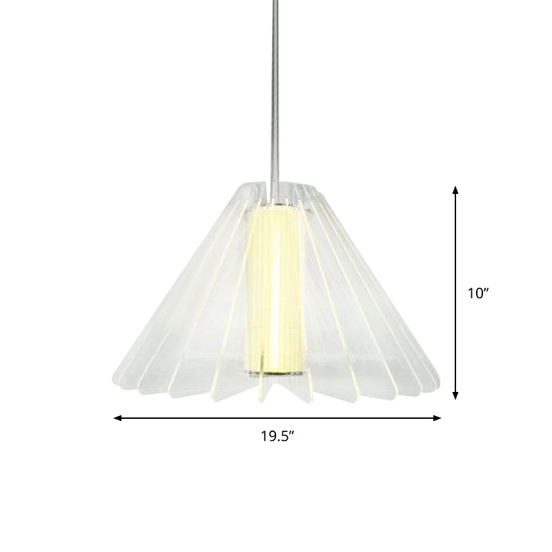 Wide Flare Pendant Lighting Modernist Clear Glass 1 Head Dining Room Ceiling Hanging Light Clearhalo 'Ceiling Lights' 'Glass shade' 'Glass' 'Modern Pendants' 'Modern' 'Pendant Lights' 'Pendants' Lighting' 559511