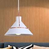 Minimalist Conical Pendant Lamp Metal 1 Light Living Room Hanging Light Fixture in White/Black White Clearhalo 'Ceiling Lights' 'Modern Pendants' 'Modern' 'Pendant Lights' 'Pendants' Lighting' 559525