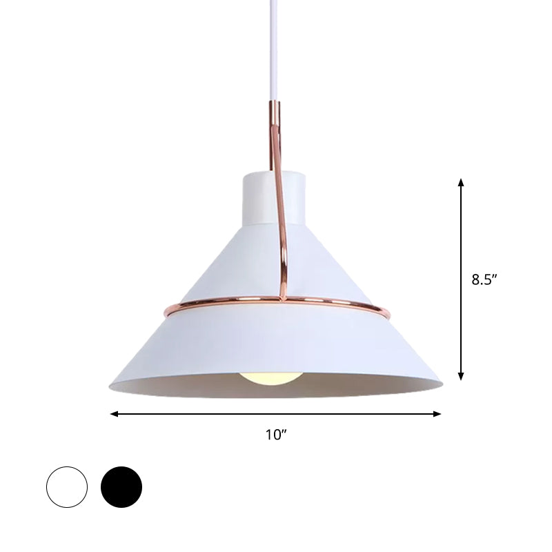 Minimalist Conical Pendant Lamp Metal 1 Light Living Room Hanging Light Fixture in White/Black Clearhalo 'Ceiling Lights' 'Modern Pendants' 'Modern' 'Pendant Lights' 'Pendants' Lighting' 559527