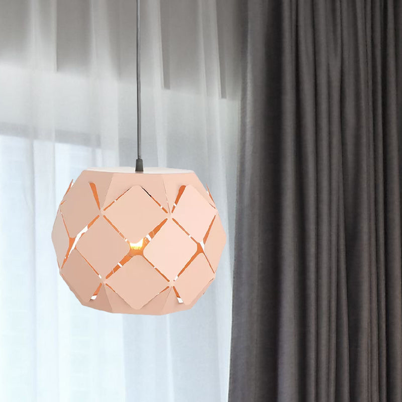 Laser-Cut Hanging Lamp Minimalist Metal 1 Light Living Room Pendant Lighting in Pink Clearhalo 'Ceiling Lights' 'Modern Pendants' 'Modern' 'Pendant Lights' 'Pendants' Lighting' 559530