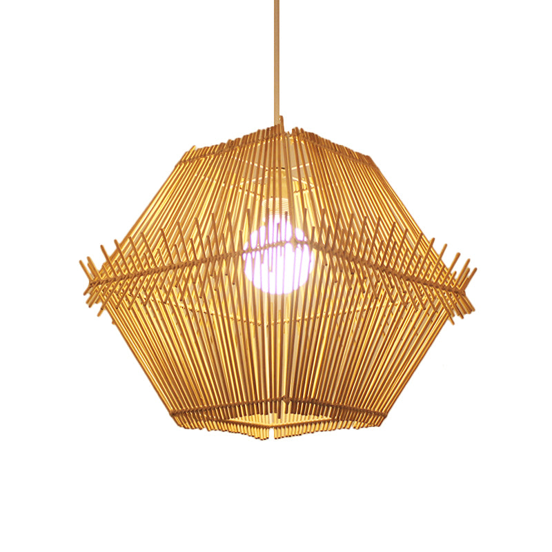 Woven Hanging Ceiling Light Contemporary Bamboo 1 Head Wood Drop Pendant with/without Shade Clearhalo 'Ceiling Lights' 'Modern Pendants' 'Modern' 'Pendant Lights' 'Pendants' Lighting' 559560