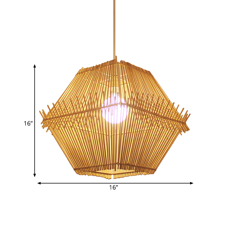 Woven Hanging Ceiling Light Contemporary Bamboo 1 Head Wood Drop Pendant with/without Shade Clearhalo 'Ceiling Lights' 'Modern Pendants' 'Modern' 'Pendant Lights' 'Pendants' Lighting' 559561