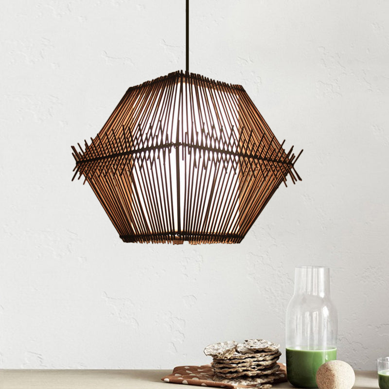 Woven Hanging Ceiling Light Contemporary Bamboo 1 Head Wood Drop Pendant with/without Shade Clearhalo 'Ceiling Lights' 'Modern Pendants' 'Modern' 'Pendant Lights' 'Pendants' Lighting' 559562