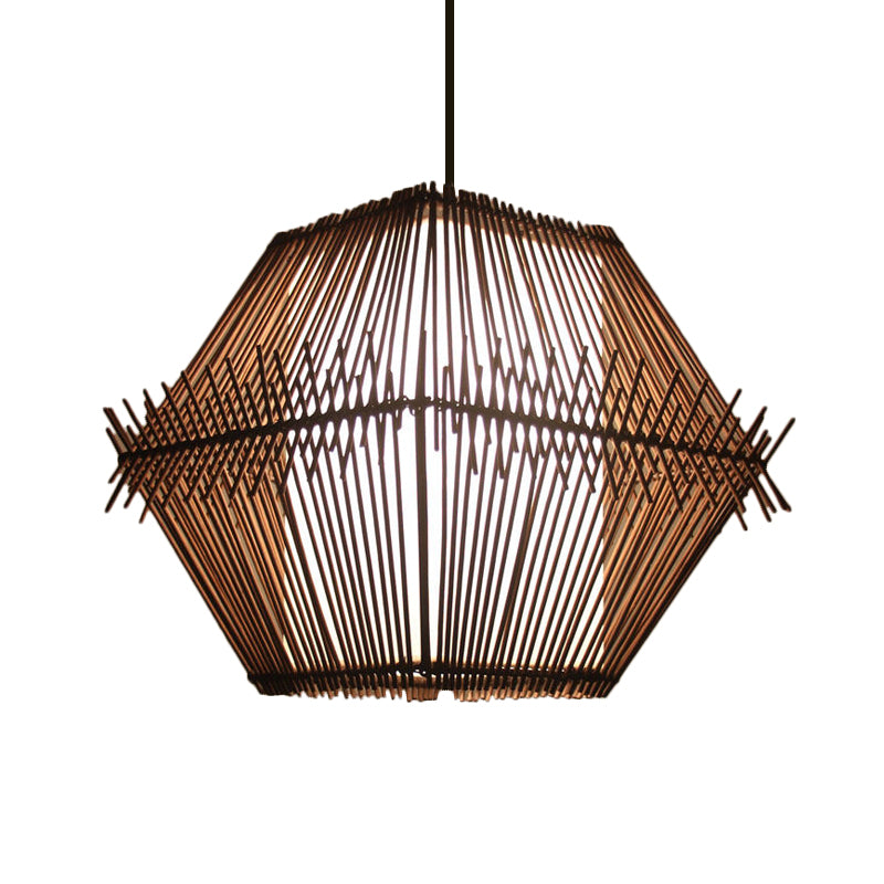 Woven Hanging Ceiling Light Contemporary Bamboo 1 Head Wood Drop Pendant with/without Shade Clearhalo 'Ceiling Lights' 'Modern Pendants' 'Modern' 'Pendant Lights' 'Pendants' Lighting' 559564