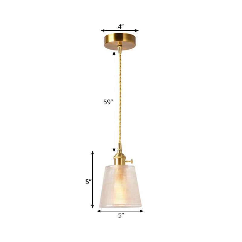 Bell Hanging Light Modernist Clear Lattice Glass 1 Bulb Suspended Lighting Fixture in Gold with Metallic Switch Clearhalo 'Ceiling Lights' 'Glass shade' 'Glass' 'Modern Pendants' 'Modern' 'Pendant Lights' 'Pendants' Lighting' 559666